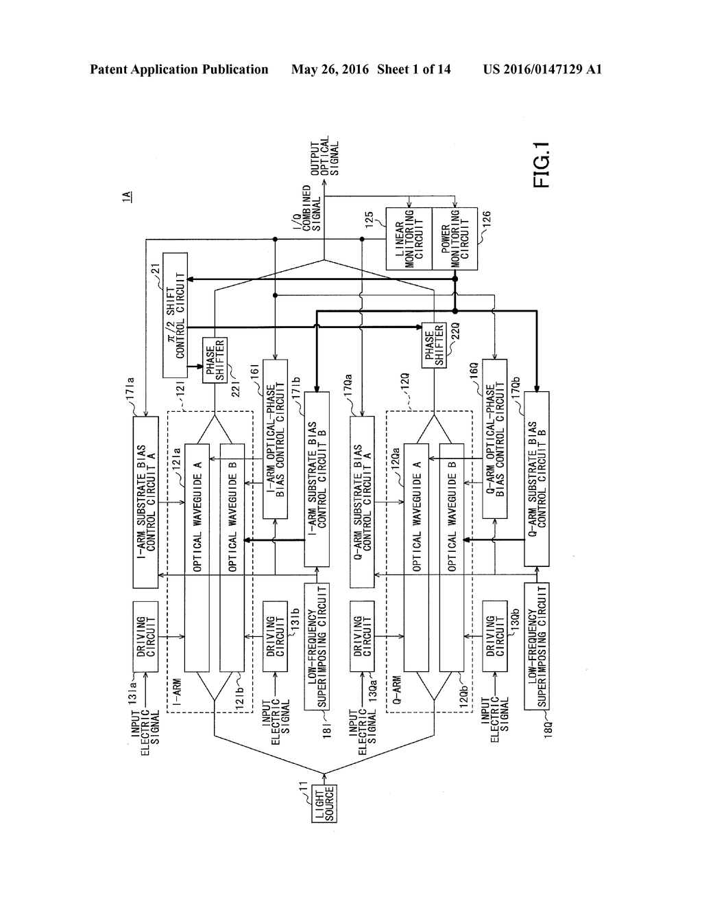 OPTICAL COMMUNICATION DEVICE AND METHOD OF CONTROLLING OPTICAL MODULATOR - diagram, schematic, and image 02