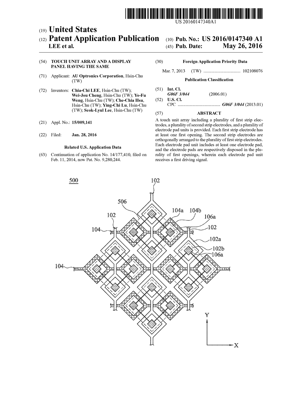 TOUCH UNIT ARRAY AND A DISPLAY PANEL HAVING THE SAME - diagram, schematic, and image 01