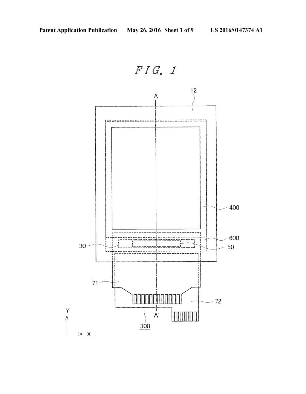 DISPLAY DEVICE WITH TOUCH PANEL HAVING X, Y AND DUMMY ELECTRODES - diagram, schematic, and image 02