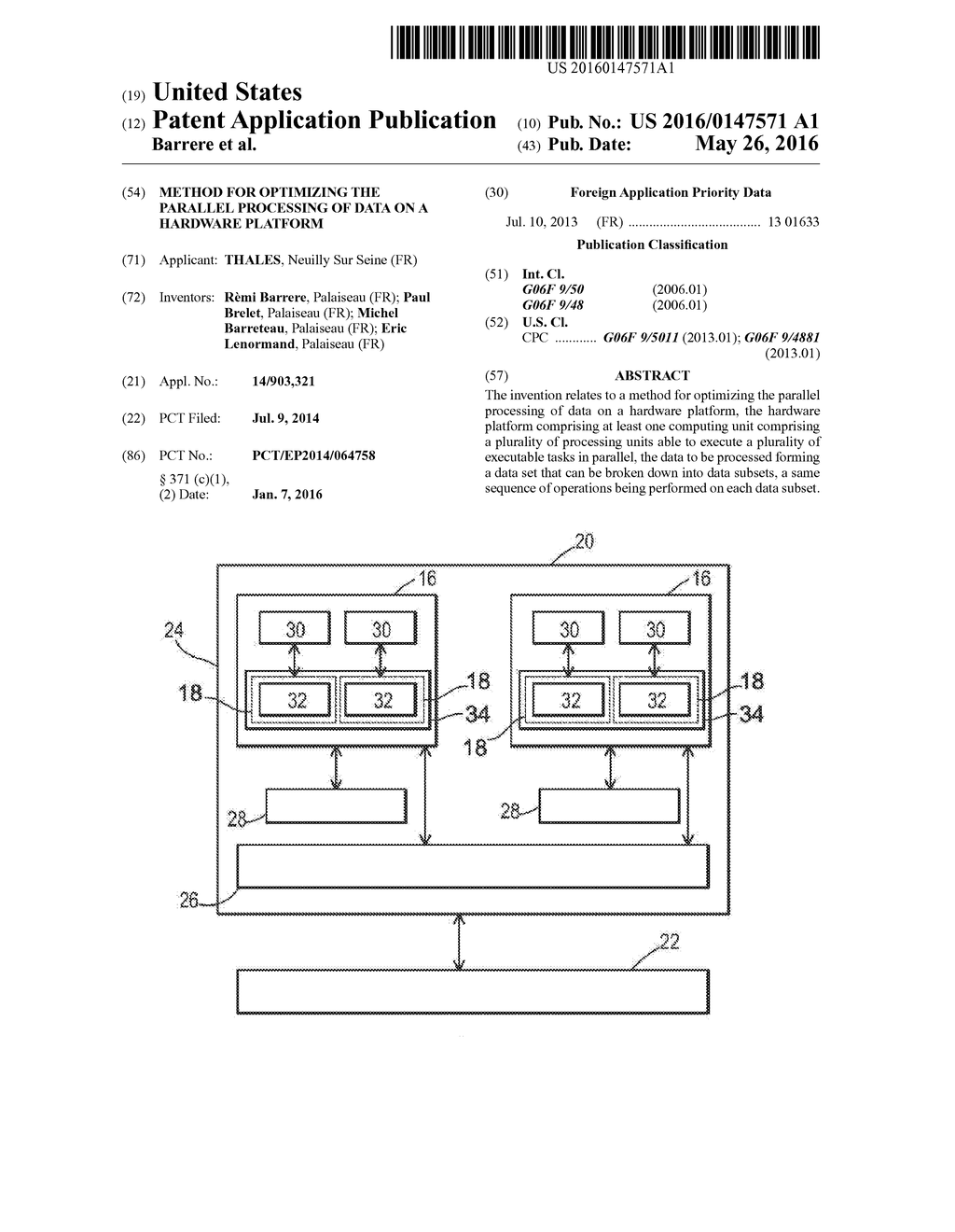 METHOD FOR OPTIMIZING THE PARALLEL PROCESSING OF DATA ON A HARDWARE     PLATFORM - diagram, schematic, and image 01