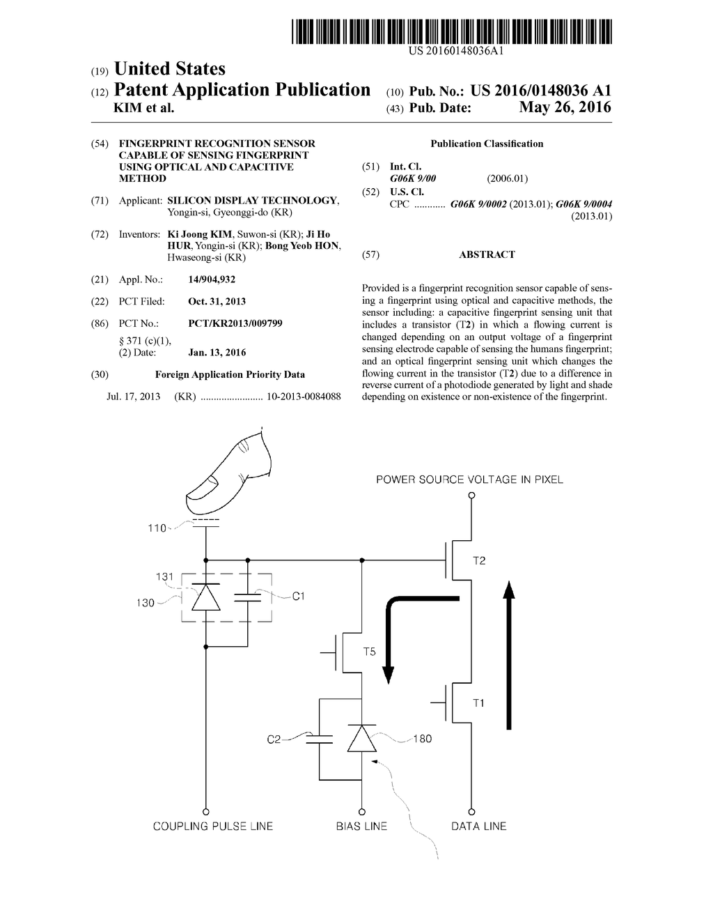 FINGERPRINT RECOGNITION SENSOR CAPABLE OF SENSING FINGERPRINT USING     OPTICAL AND CAPACITIVE METHOD - diagram, schematic, and image 01