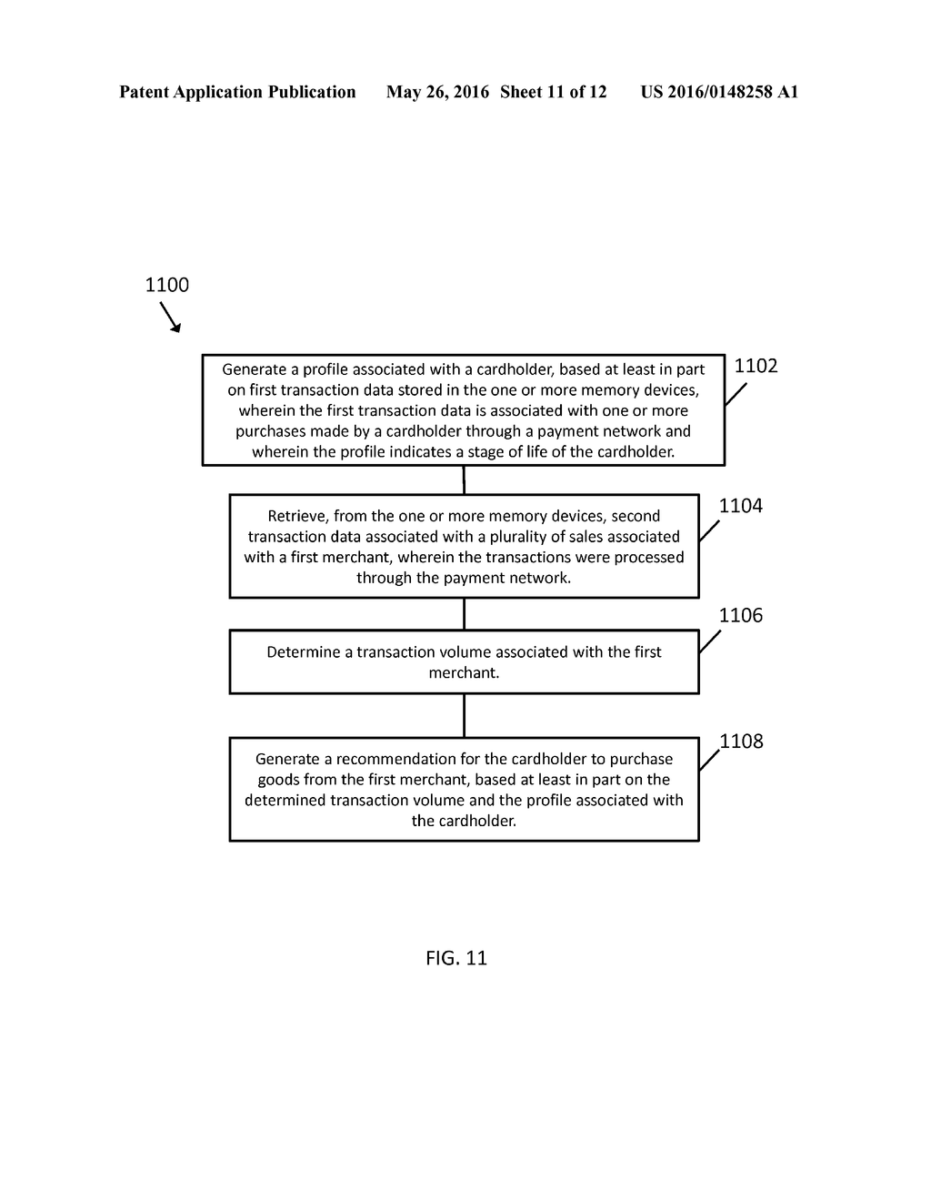 METHOD AND SYSTEM FOR RECOMMENDING A MERCHANT BASED ON TRANSACTION DATA - diagram, schematic, and image 12