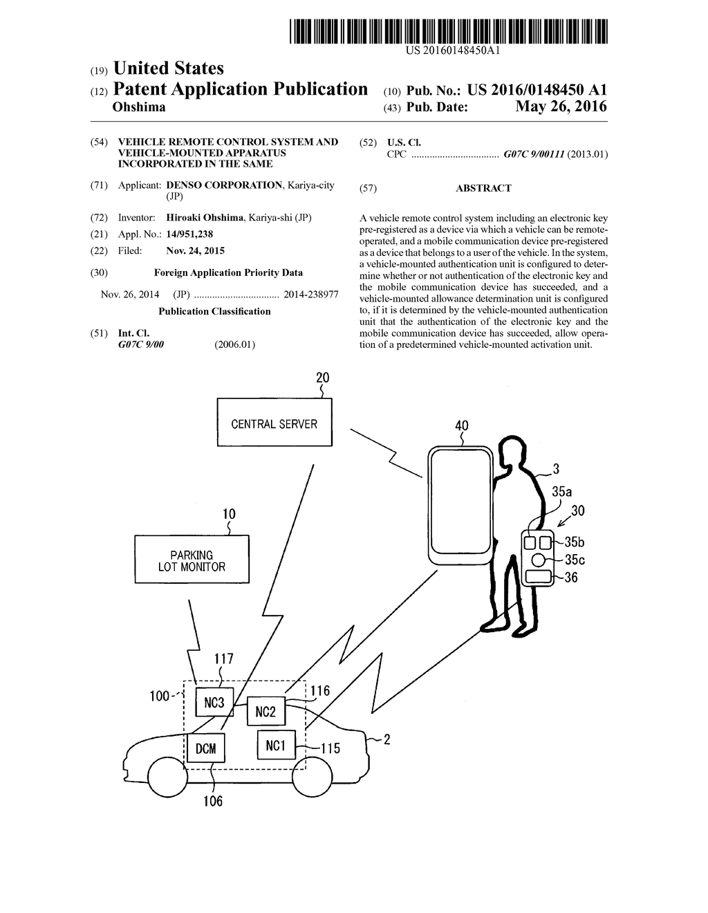 VEHICLE REMOTE CONTROL SYSTEM AND VEHICLE-MOUNTED APPARATUS INCORPORATED     IN THE SAME - diagram, schematic, and image 01