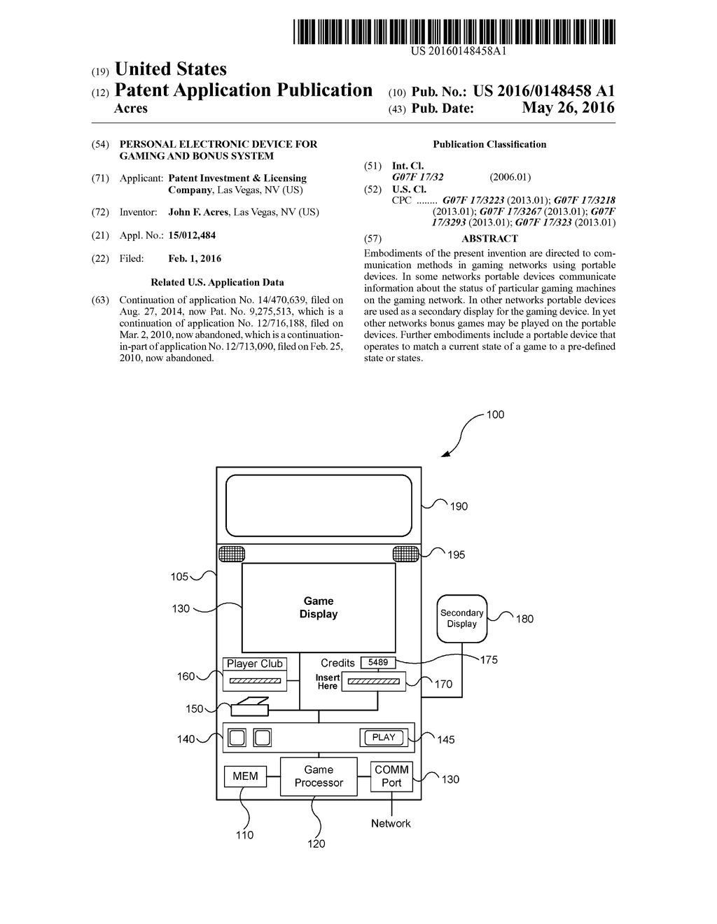 PERSONAL ELECTRONIC DEVICE FOR GAMING AND BONUS SYSTEM - diagram, schematic, and image 01