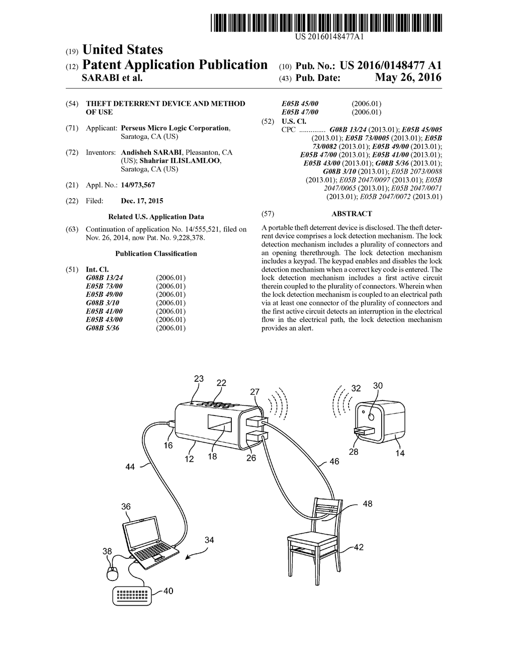 THEFT DETERRENT DEVICE AND METHOD OF USE - diagram, schematic, and image 01