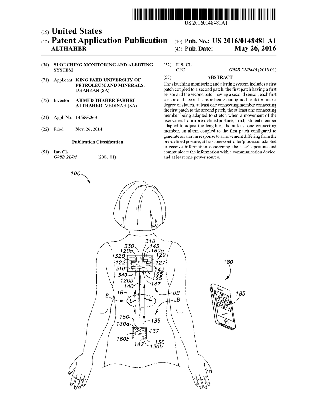 SLOUCHING MONITORING AND ALERTING SYSTEM - diagram, schematic, and image 01