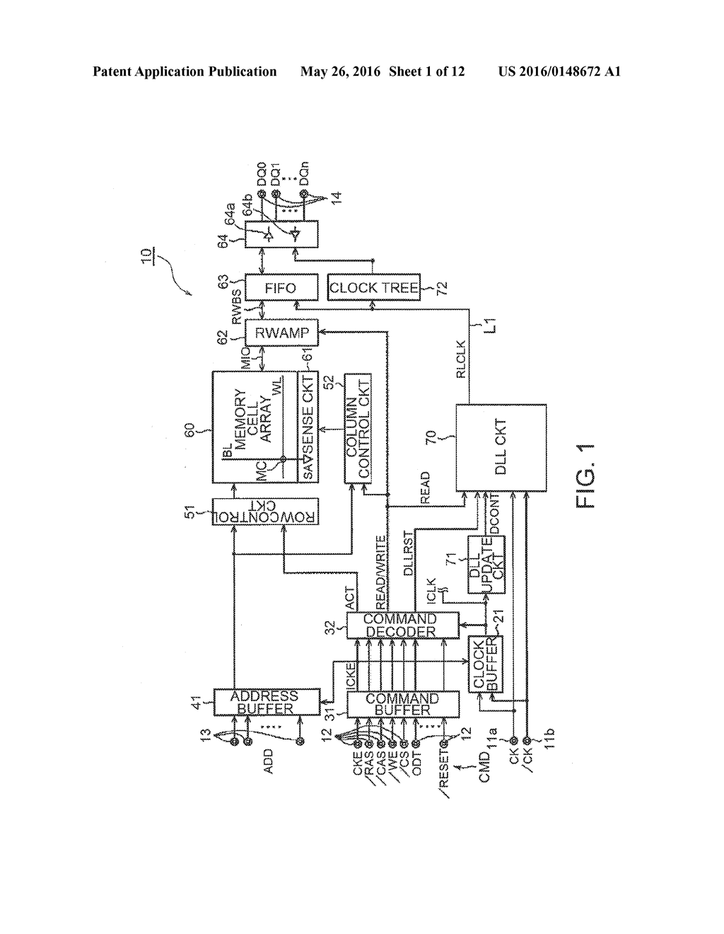 SEMICONDUCTOR DEVICE HAVING A REDUCED FOOTPRINT OF WIRES CONNECTING A DLL     CIRCUIT WITH AN INPUT/OUTPUT BUFFER - diagram, schematic, and image 02