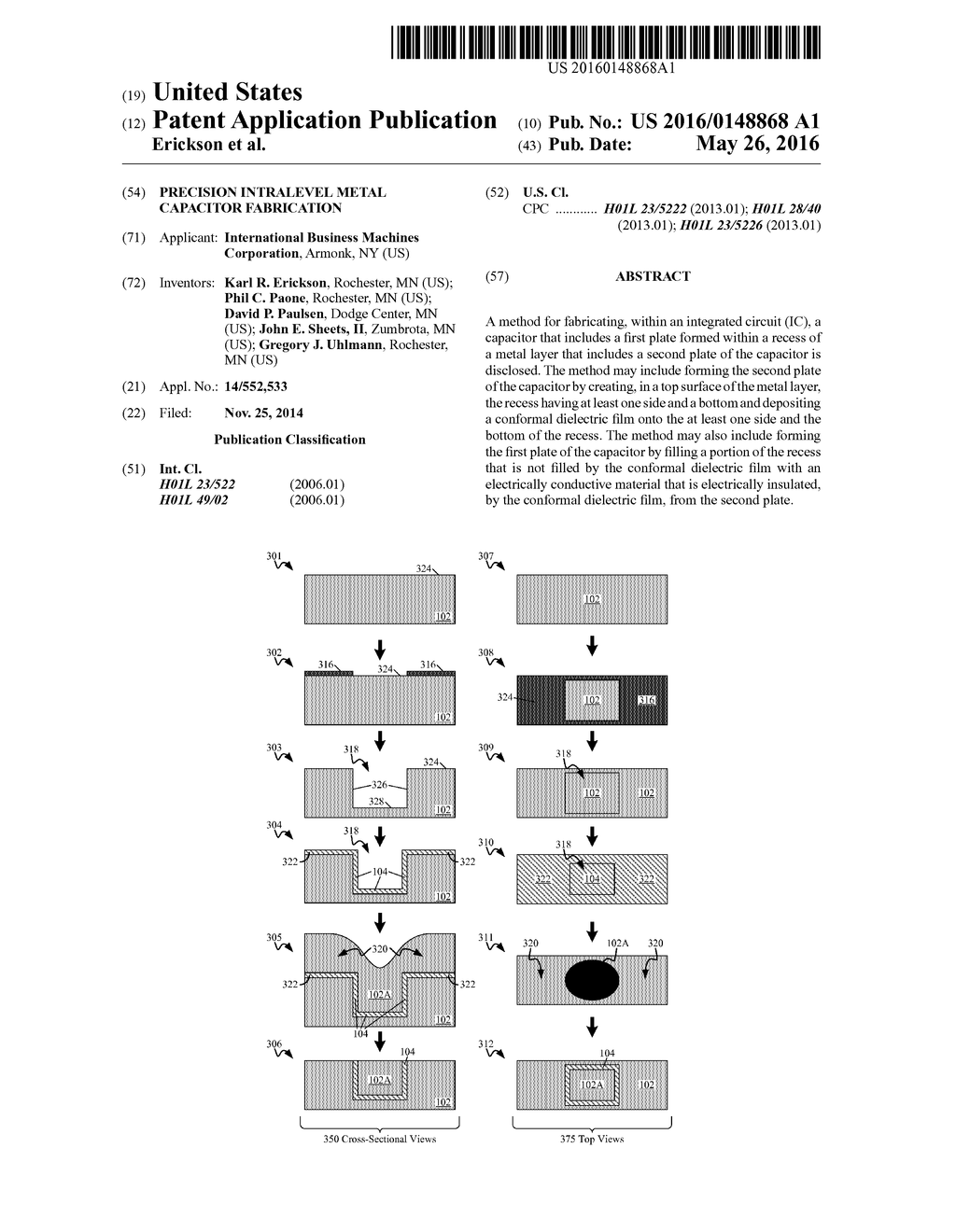 PRECISION INTRALEVEL METAL CAPACITOR FABRICATION - diagram, schematic, and image 01