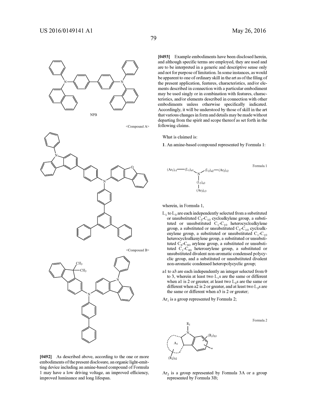 AMINE-BASED COMPOUNDS AND ORGANIC LIGHT-EMITTING DEVICES COMPRISING THE     SAME - diagram, schematic, and image 84