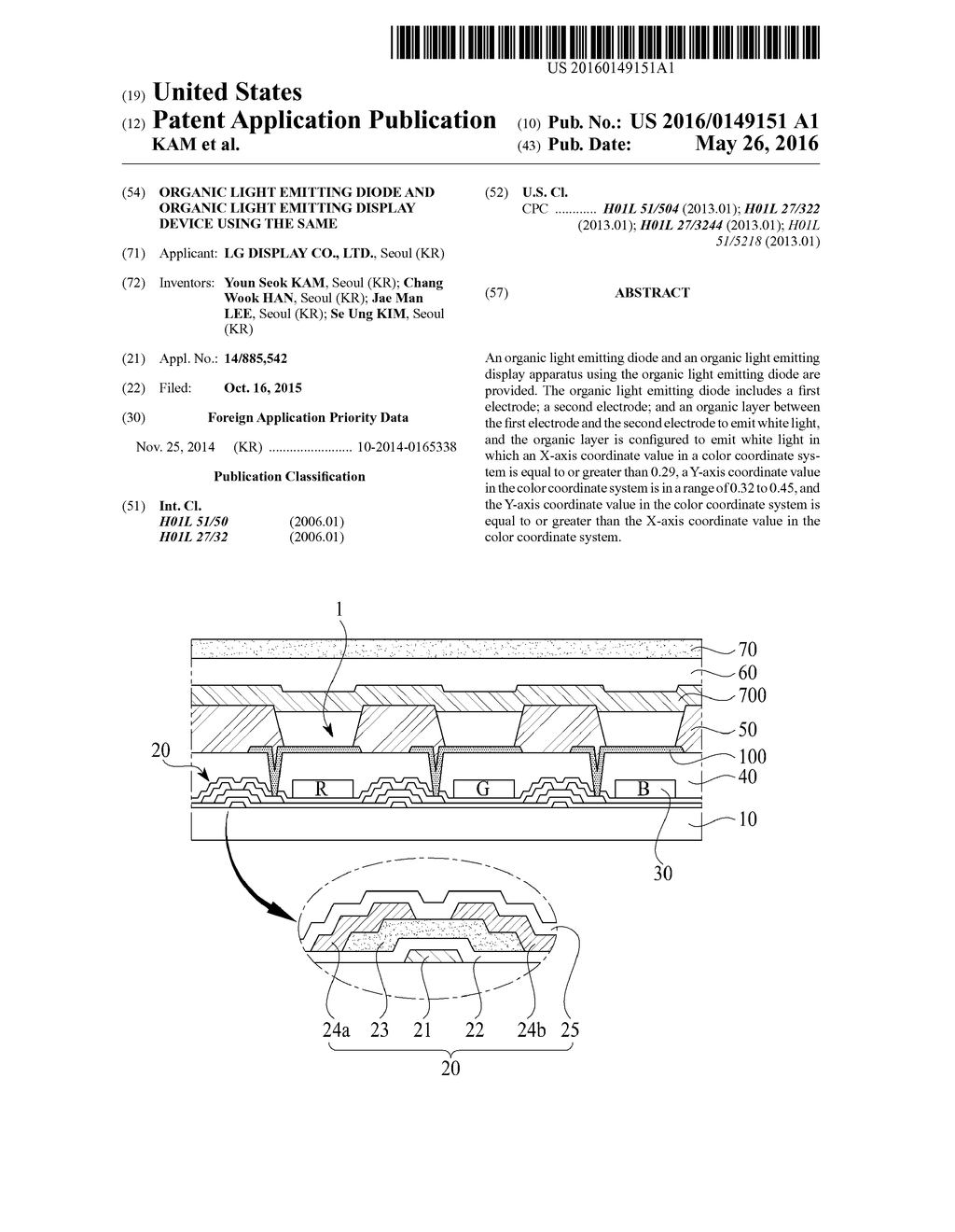 ORGANIC LIGHT EMITTING DIODE AND ORGANIC LIGHT EMITTING DISPLAY DEVICE     USING THE SAME - diagram, schematic, and image 01