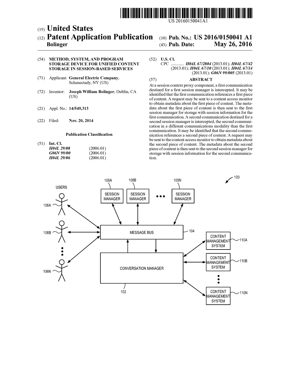 METHOD, SYSTEM, AND PROGRAM STORAGE DEVICE FOR UNIFIED CONTENT STORAGE IN     SESSION-BASED SERVICES - diagram, schematic, and image 01