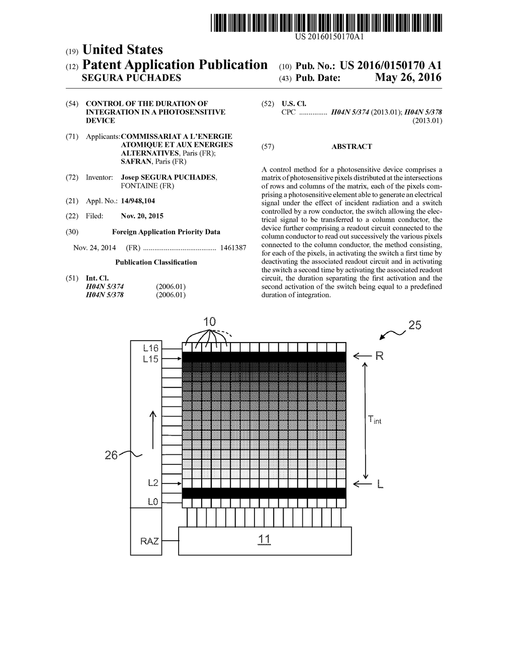 CONTROL OF THE DURATION OF INTEGRATION IN A PHOTOSENSITIVE DEVICE - diagram, schematic, and image 01