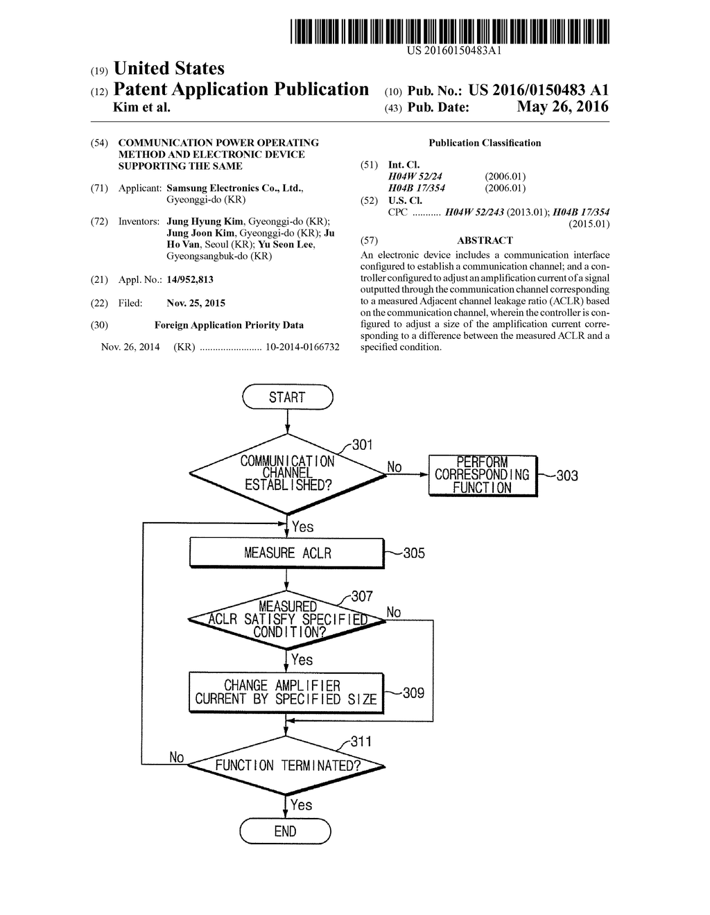 COMMUNICATION POWER OPERATING METHOD AND ELECTRONIC DEVICE SUPPORTING THE     SAME - diagram, schematic, and image 01