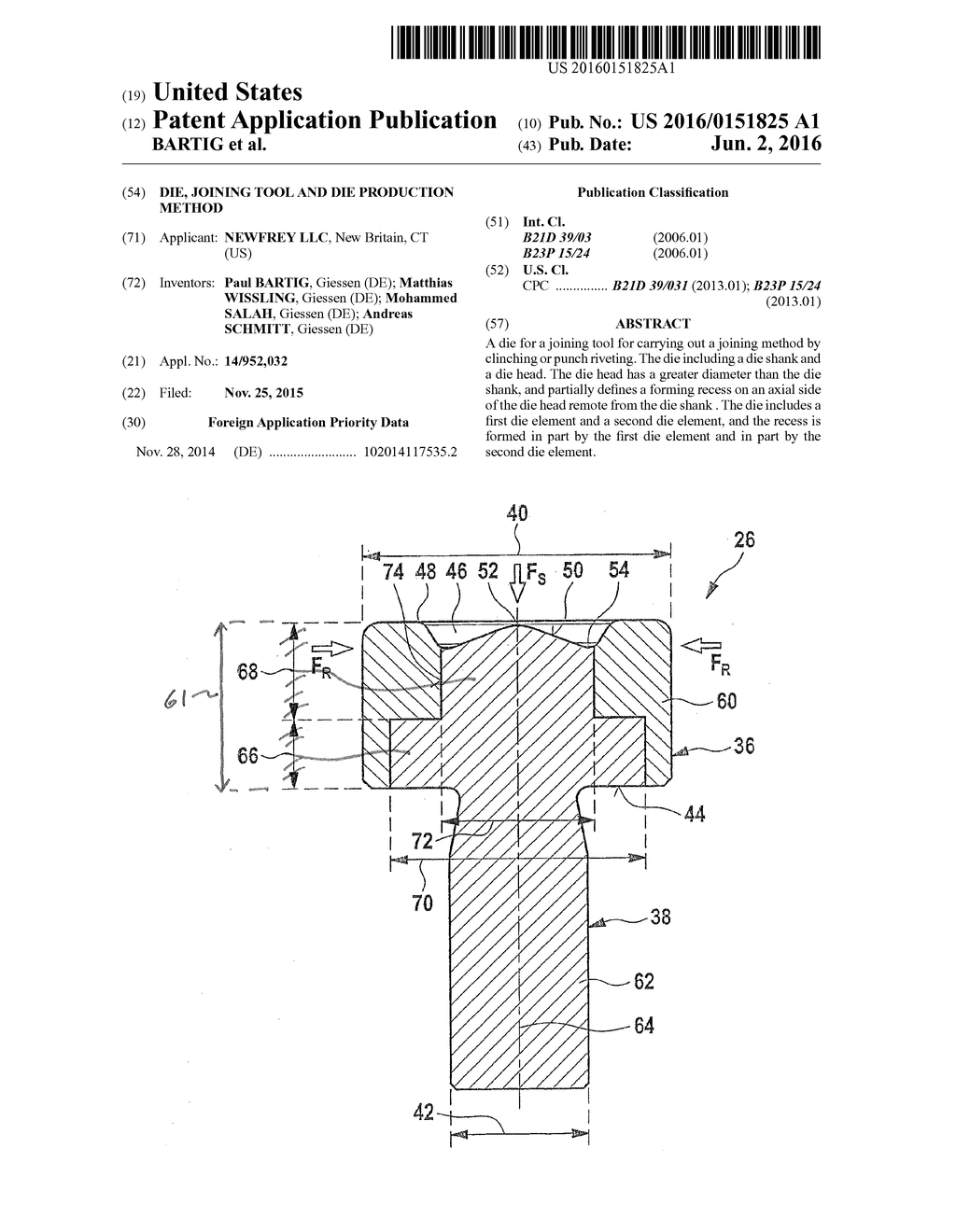 DIE, JOINING TOOL AND DIE PRODUCTION METHOD - diagram, schematic, and image 01