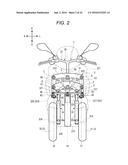 VEHICLE PROVIDED WITH LEANING-CAPABLE VEHICLE-BODY FRAME AND TWO FRONT     WHEELS diagram and image