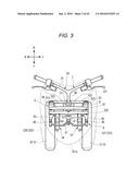 VEHICLE PROVIDED WITH LEANING-CAPABLE VEHICLE-BODY FRAME AND TWO FRONT     WHEELS diagram and image