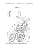 VEHICLE PROVIDED WITH LEANING-CAPABLE VEHICLE-BODY FRAME AND TWO FRONT     WHEELS diagram and image