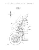 VEHICLE PROVIDED WITH LEANING-CAPABLE VEHICLE-BODY FRAME AND TWO FRONT     WHEELS diagram and image