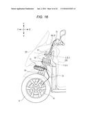 VEHICLE PROVIDED WITH LEANING-CAPABLE VEHICLE-BODY FRAME AND TWO FRONT     WHEELS diagram and image