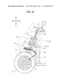 VEHICLE PROVIDED WITH LEANING-CAPABLE VEHICLE-BODY FRAME AND TWO FRONT     WHEELS diagram and image