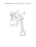 OPPOSED-PISTON ENGINE HAVING A SINGLE CRANKSHAFT COUPLED TO THE OPPOSED     PISTONS BY LINKAGES WITH PIVOTED ROCKER ARMS diagram and image