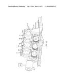 OPPOSED-PISTON ENGINE HAVING A SINGLE CRANKSHAFT COUPLED TO THE OPPOSED     PISTONS BY LINKAGES WITH PIVOTED ROCKER ARMS diagram and image