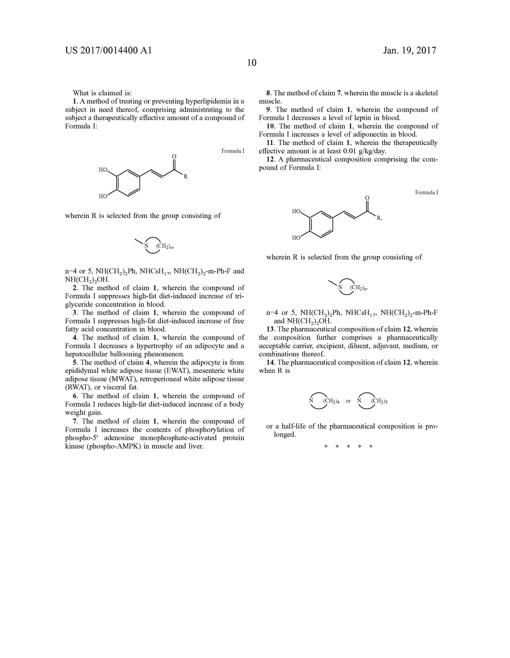 METHOD OF TREATING OR PREVENTING HYPERLIPIDEMIA WITH CAFFEAMIDE     DERIVATIVES - diagram, schematic, and image 18