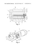 DEVICE FOR IMMOBILISING THE CHUTE ON THE ENDS OF JOURNALS IN AN APPARATUS     FOR LOADING A SHAFT FURNACE diagram and image