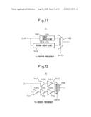 Transmitter circuit and radio transmission apparatus for transmitting data via radio by using impulses diagram and image