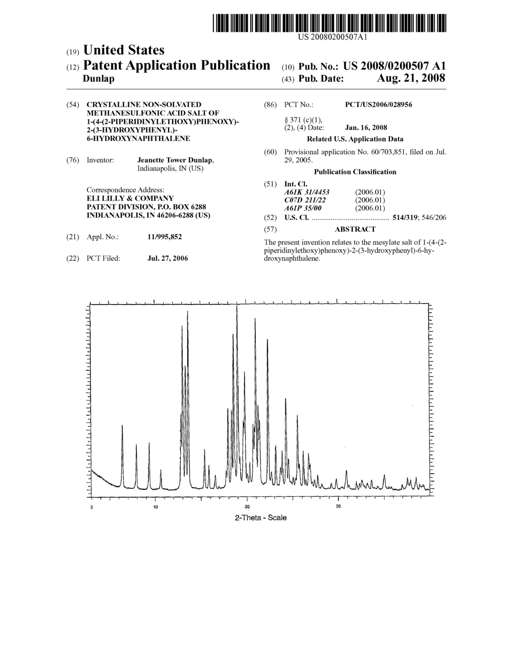 Crystalline Non-Solvated Methanesulfonic Acid Salt of 1-(4-(2-Piperidinylethoxy)Phenoxy)-2-(3-Hydroxyphenyl)-6-Hydroxynaphthalene - diagram, schematic, and image 01