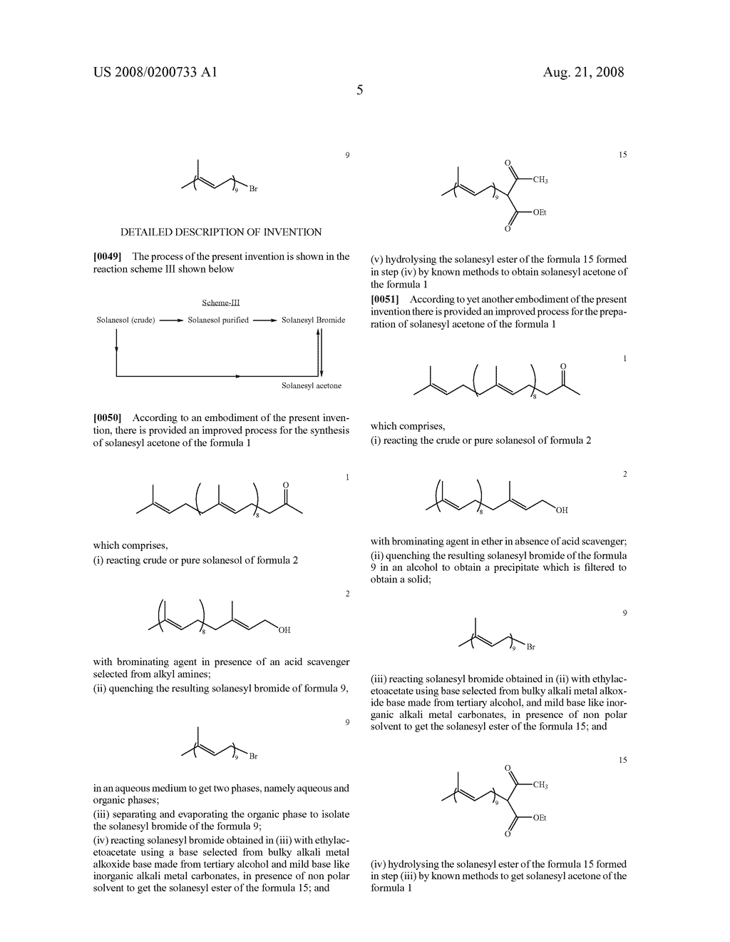 Processes For The Preparation Of Purified Solanesol, Solanesyl Bromide & Solanesyl Acetone - diagram, schematic, and image 06