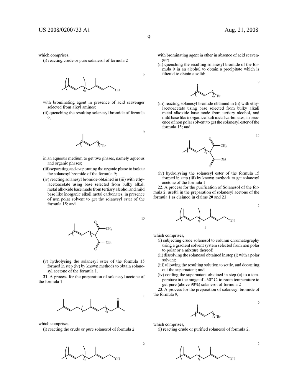 Processes For The Preparation Of Purified Solanesol, Solanesyl Bromide & Solanesyl Acetone - diagram, schematic, and image 10