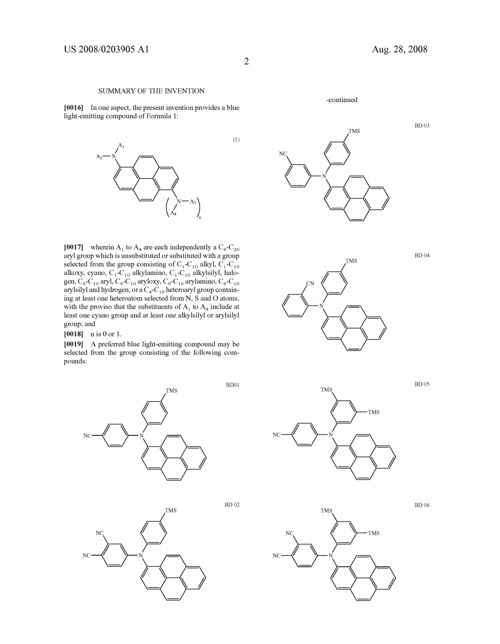 Blue light emitting compound and organic electroluminescent device using the same - diagram, schematic, and image 04