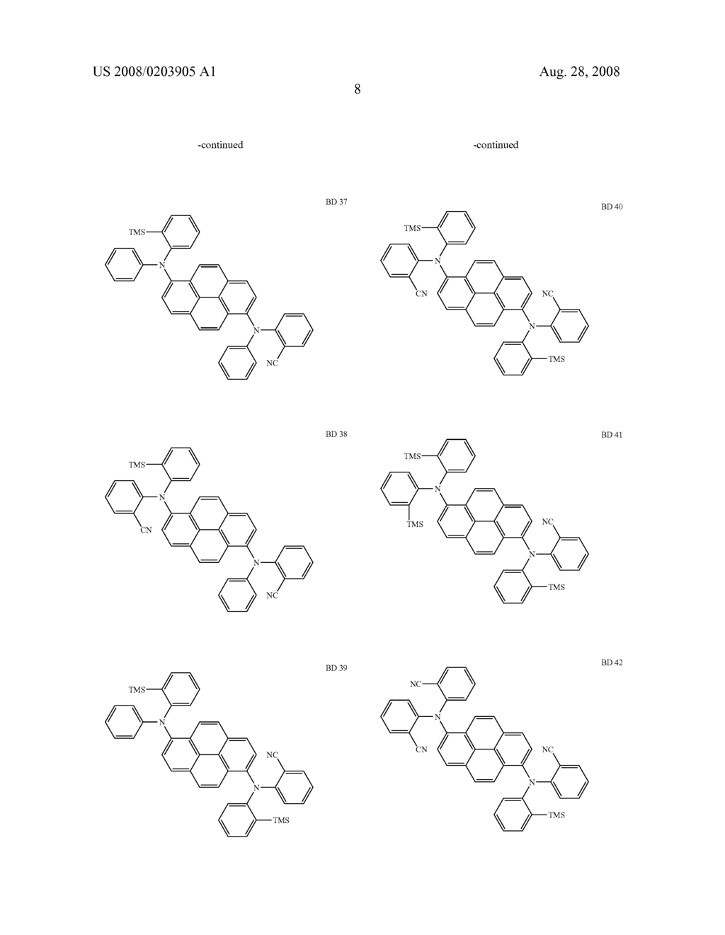 Blue light emitting compound and organic electroluminescent device using the same - diagram, schematic, and image 10