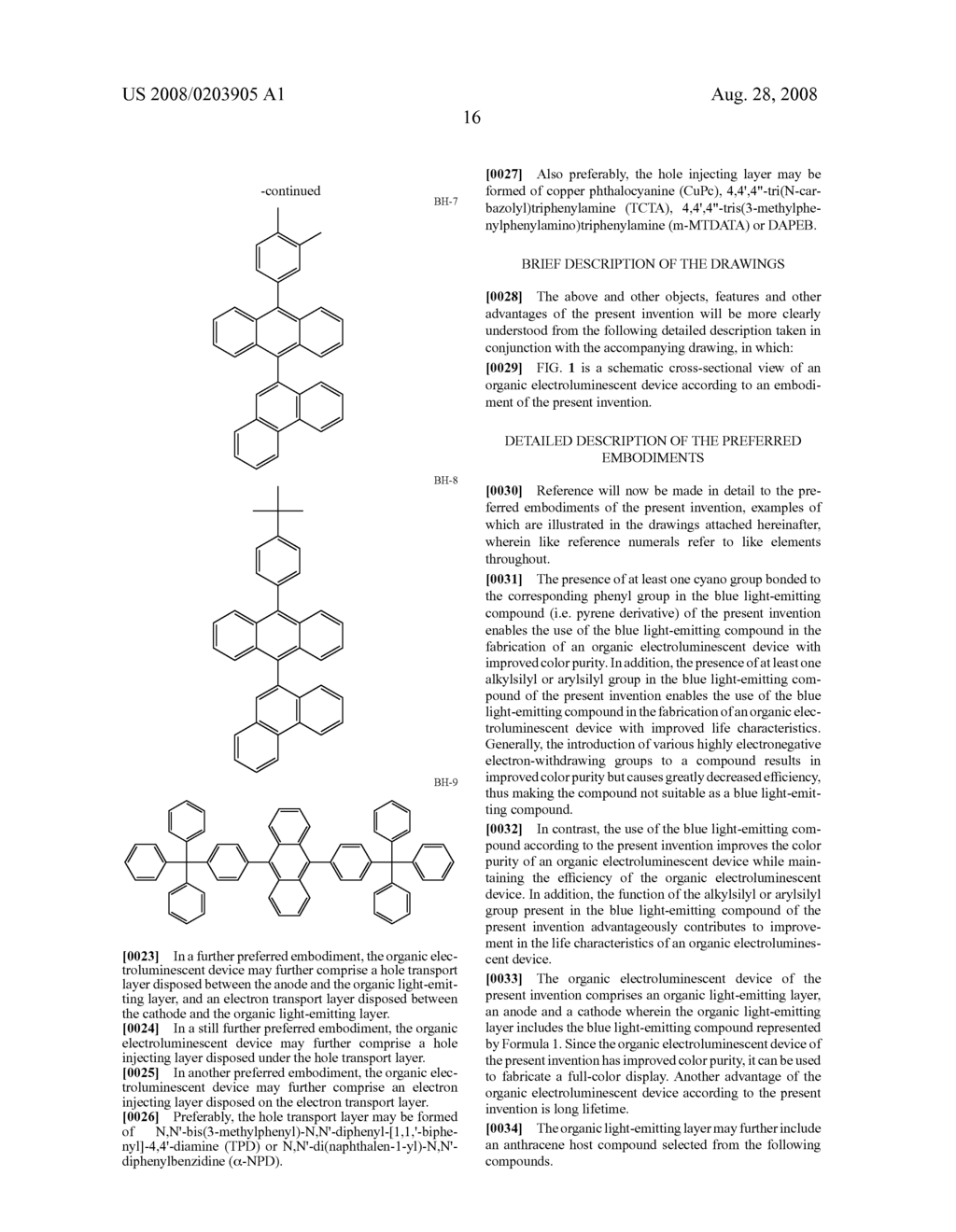 Blue light emitting compound and organic electroluminescent device using the same - diagram, schematic, and image 18