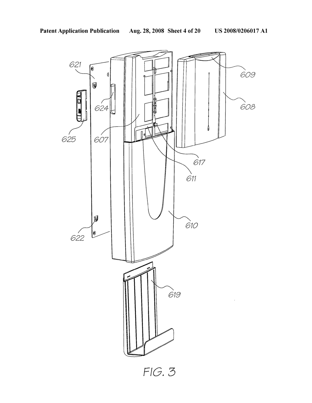 Wall Mountable Printer With A Glue Applicator Assembly And A Binder Assembly - diagram, schematic, and image 05