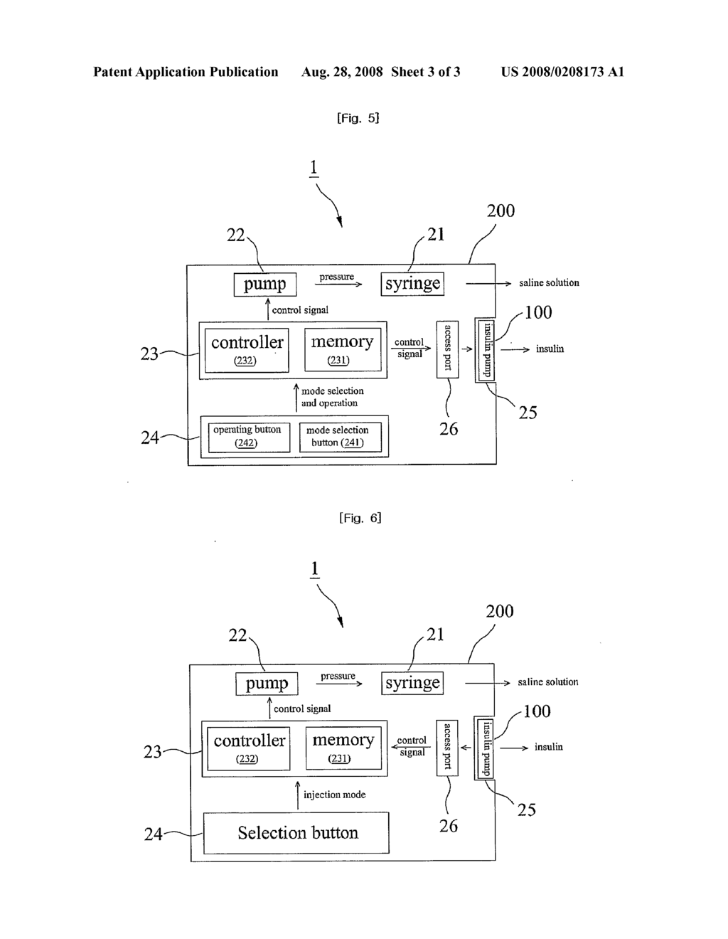 Insulin Pump Having Triple Functions Which Enables Efficient Control of Blood Glucose Concentration and Insulin Injection System Comprising the Same - diagram, schematic, and image 04