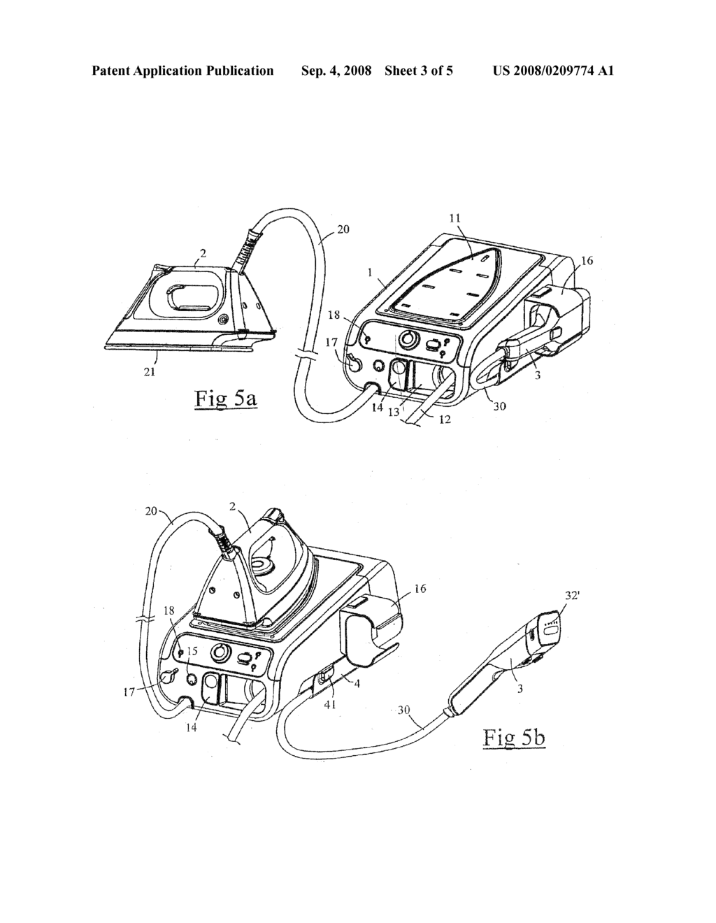 Ironing Appliance Comprising a Steam Generator Connected to an Iron and to a Travel Steamer - diagram, schematic, and image 04