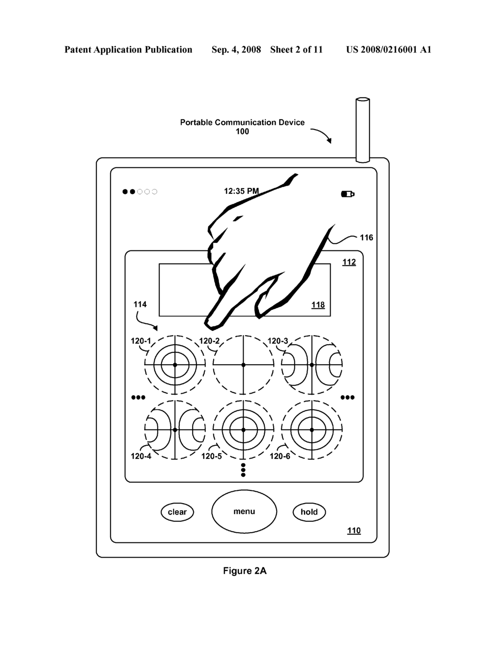 Portable electronic device with content-dependent touch sensitivity - diagram, schematic, and image 03