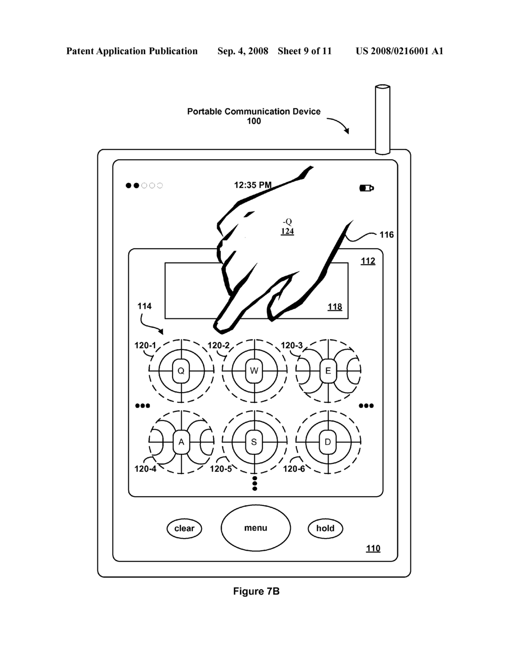 Portable electronic device with content-dependent touch sensitivity - diagram, schematic, and image 10