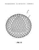 Golf ball dimples with a catenary curve profile diagram and image