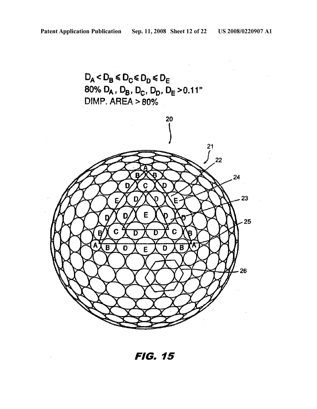 Golf ball dimples with a catenary curve profile - diagram, schematic, and image 13