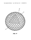 Golf ball dimples with a catenary curve profile diagram and image