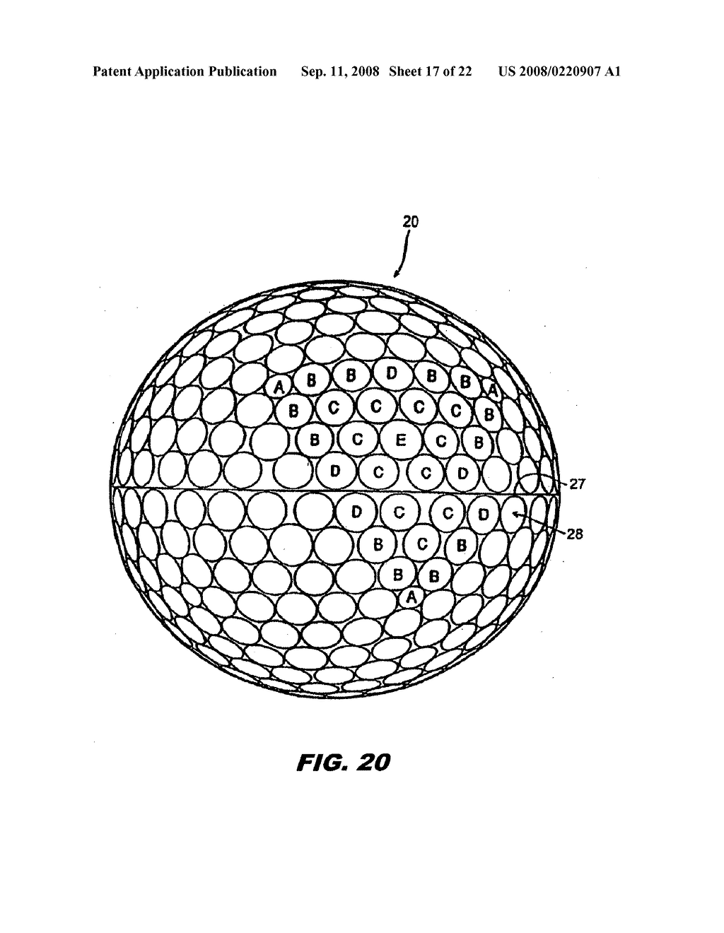 Golf ball dimples with a catenary curve profile - diagram, schematic, and image 18