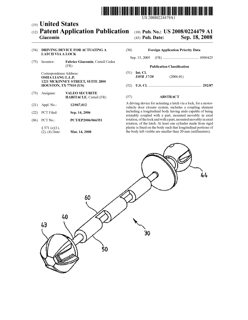 Driving Device for Actuating a Latch Via a Lock - diagram, schematic, and image 01