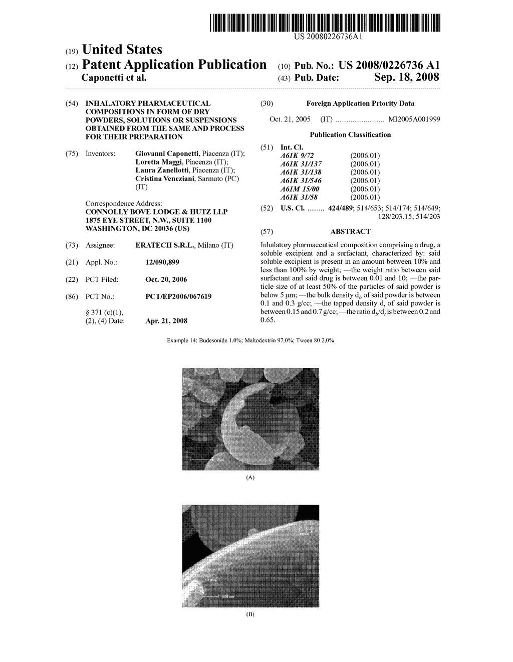 Inhalatory Pharmaceutical Compositions in Form of Dry Powders, Solutions or Suspensions Obtained From the Same and Process for their Preparation - diagram, schematic, and image 01