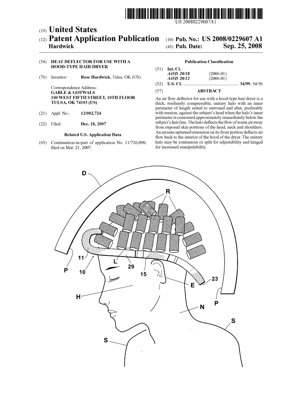 Heat deflector for use with a hood-type hair dryer - diagram, schematic, and image 01