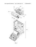 Movable print head for a label printer diagram and image