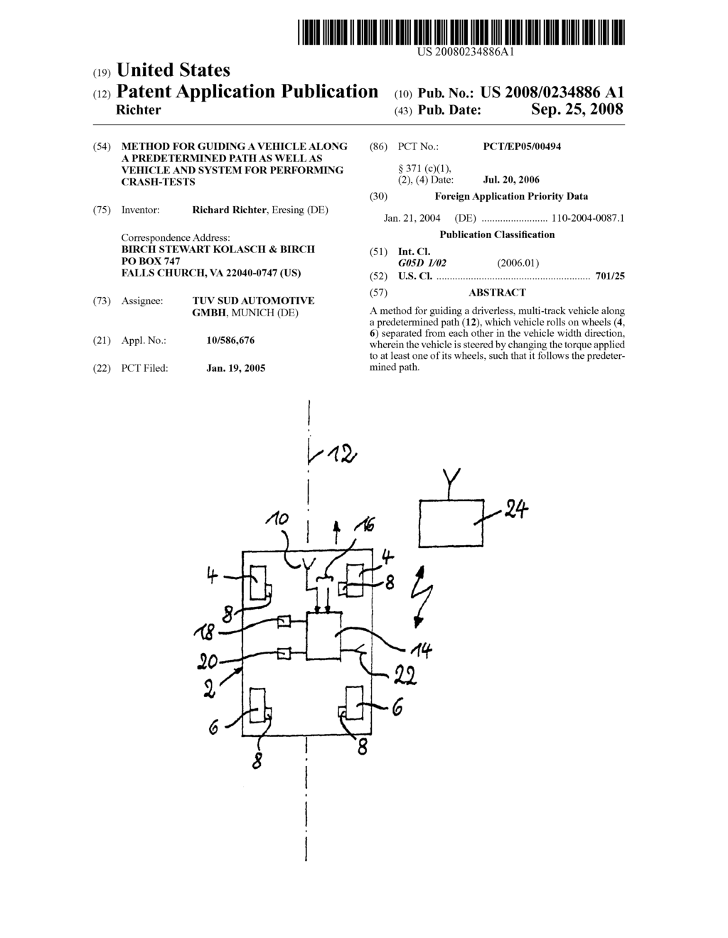 Method for Guiding a Vehicle Along a Predetermined Path as Well as Vehicle and System for Performing Crash-Tests - diagram, schematic, and image 01