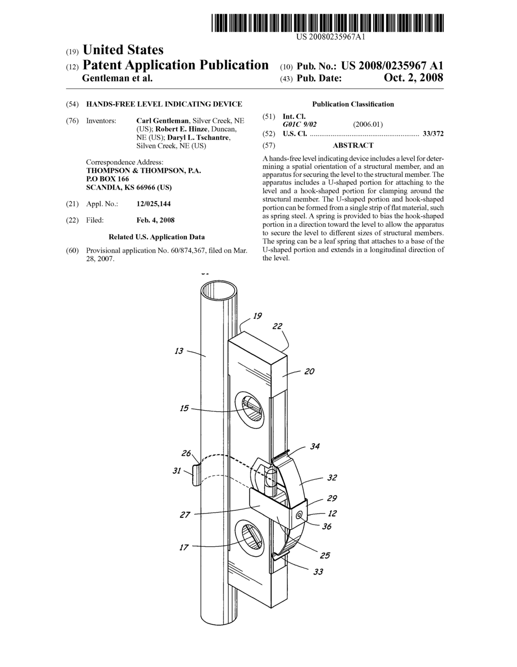 HANDS-FREE LEVEL INDICATING DEVICE - diagram, schematic, and image 01